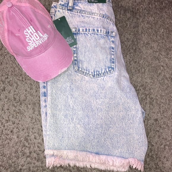 NWT Wild Fable pink acid wash, distressed, high rise bermuda jeans shorts, sz 6 - Picture 6 of 9